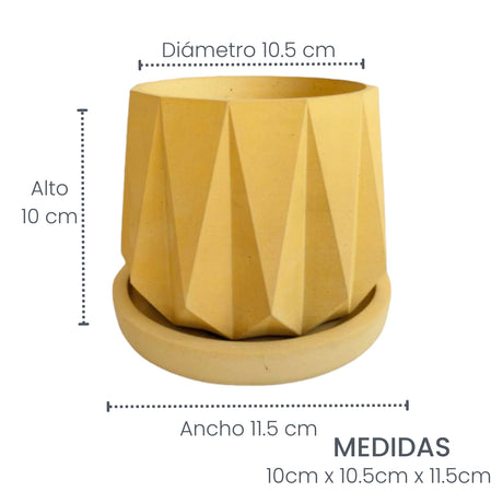 Matera de mesa Lirio Amarillo 10x2cm de Cemento Circular de 0.2 Litros - Jardineria | Bylmo