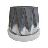 Matera de mesa Lirio Negro y Blanco 10x2cm de Cemento Circular de 0.2 Litros - Jardineria | Bylmo