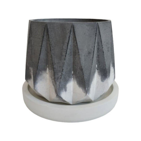 Matera de mesa Lirio Negro y Blanco 10x2cm de Cemento Circular de 0.2 Litros - Jardineria | Bylmo