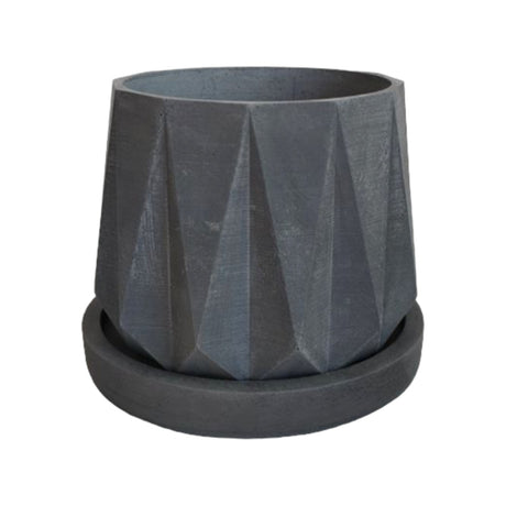 Matera de mesa Lirio Gris Oscuro 10x2cm de Cemento Circular de 0.2 Litros - Jardineria | Bylmo