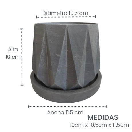 Matera de mesa Lirio Gris Oscuro 10x2cm de Cemento Circular de 0.2 Litros - Jardineria | Bylmo