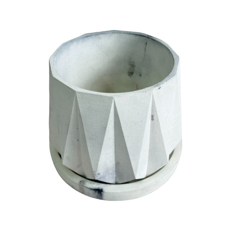 Matera de mesa Lirio Mármol Negro 10x2cm de Cemento Circular de 0.2 Litros - Jardineria | Bylmo