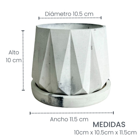 Matera de mesa Lirio Mármol Negro 10x2cm de Cemento Circular de 0.2 Litros - Jardineria | Bylmo