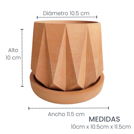 Matera de mesa Lirio Terracota 10x2cm de Cemento Circular de 0.2 Litros - Jardineria | Bylmo