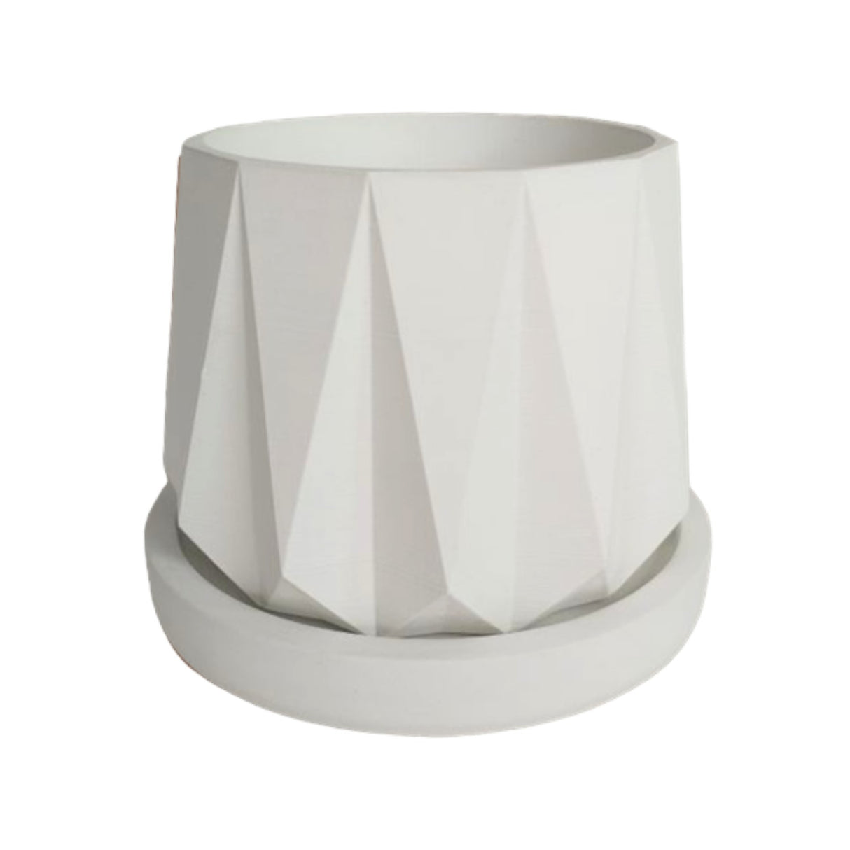 Matera de mesa Lirio Blanco 10x1.5cm de Cemento Circular de 0.1 Litros - Jardineria | Bylmo