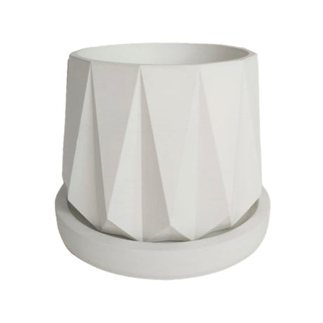 Matera de mesa Lirio Blanco 10x1.5cm de Cemento Circular de 0.1 Litros - Jardineria | Bylmo