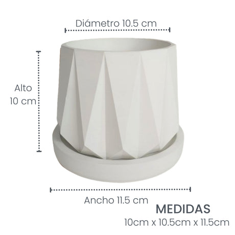 Matera de mesa Lirio Blanco 10x1.5cm de Cemento Circular de 0.1 Litros - Jardineria | Bylmo