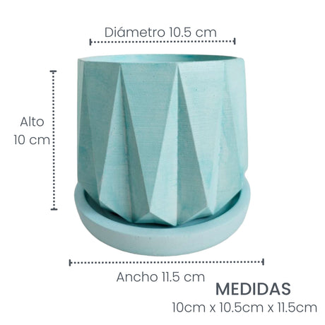 Matera de mesa Lirio Aguamarina 10x2cm de Cemento Circular de 0.2 Litros - Jardineria | Bylmo