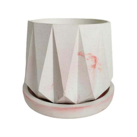 Matera de mesa Lirio Mármol Rosa 10x2cm de Cemento Circular de 0.2 Litros - Jardineria | Bylmo