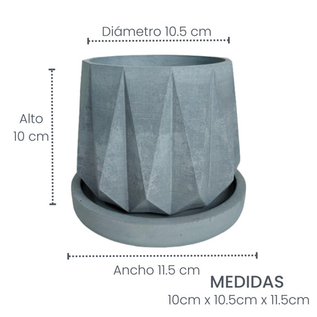 Matera de mesa Lirio Azul Petróleo 10x2cm de Cemento Circular de 0.2 Litros - Jardineria | Bylmo