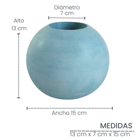 Matera de mesa Luna Azul Petróleo 12x12cm de Cemento Circular de 1.4 Litros - Jardineria | Bylmo