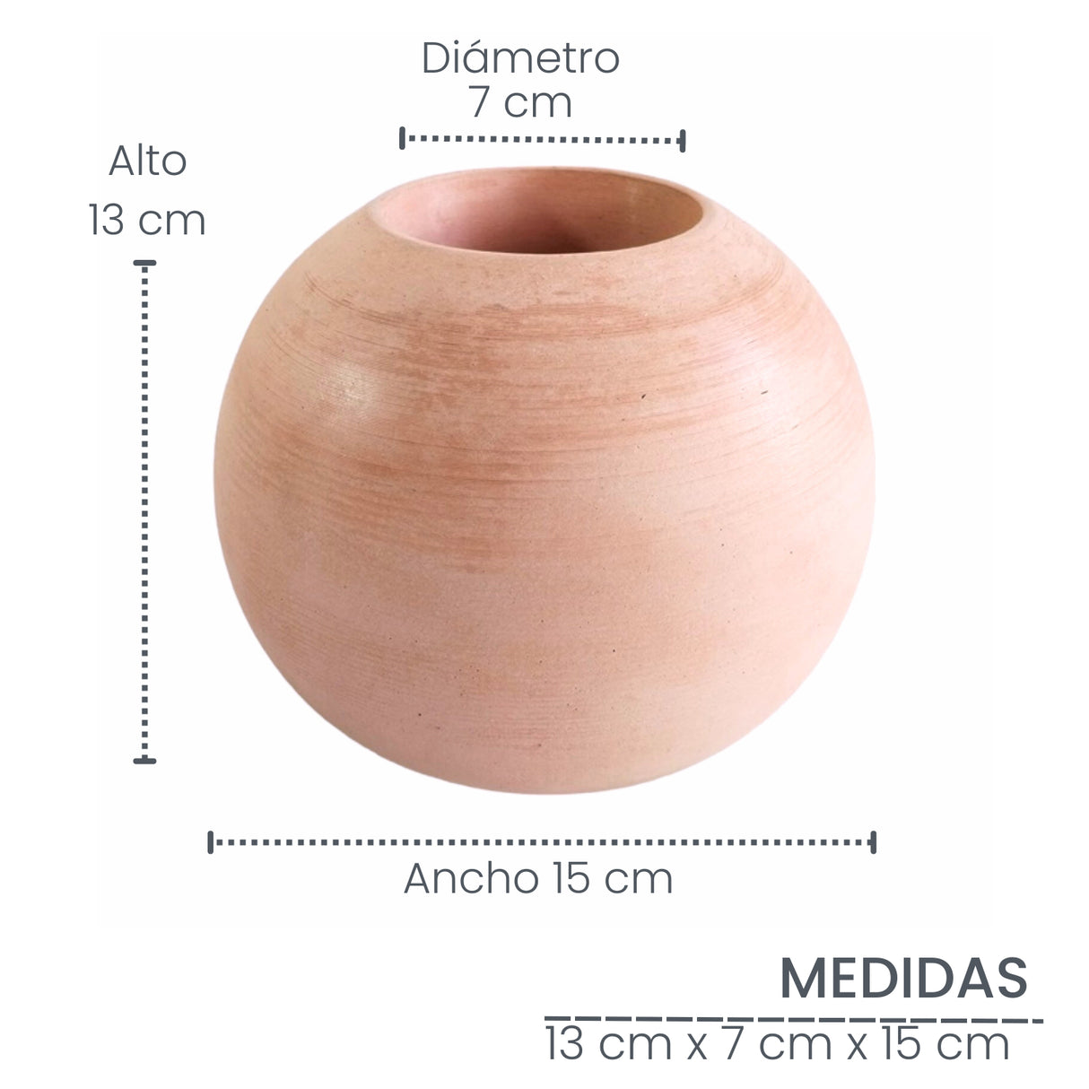 Matera de mesa Luna Palo de Rosa 12x12cm de Cemento Circular de 1.4 Litros - Jardineria | Bylmo