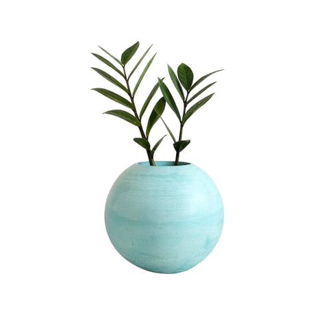 Matera de mesa Luna Aguamarina 12x12cm de Cemento Circular de 1.4 Litros - Jardineria | Bylmo