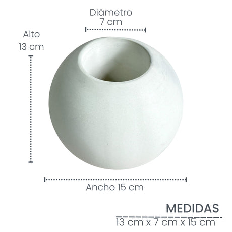 Matera de mesa Luna Mármol Negro 12x12cm de Cemento Circular de 1.4 Litros - Jardineria | Bylmo
