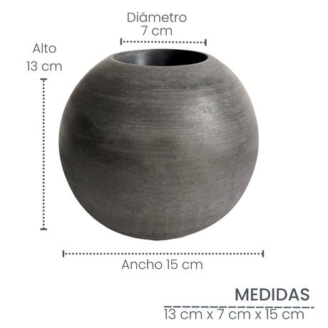 Matera de mesa Luna Gris Oscuro 12x12cm de Cemento Circular de 1.4 Litros - Jardineria | Bylmo