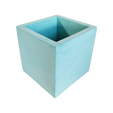 Matera de mesa Eloisa Petty Aguamarina 12x12cm de Cemento Cuadrado de 1.7 Litros - Jardineria | Bylmo