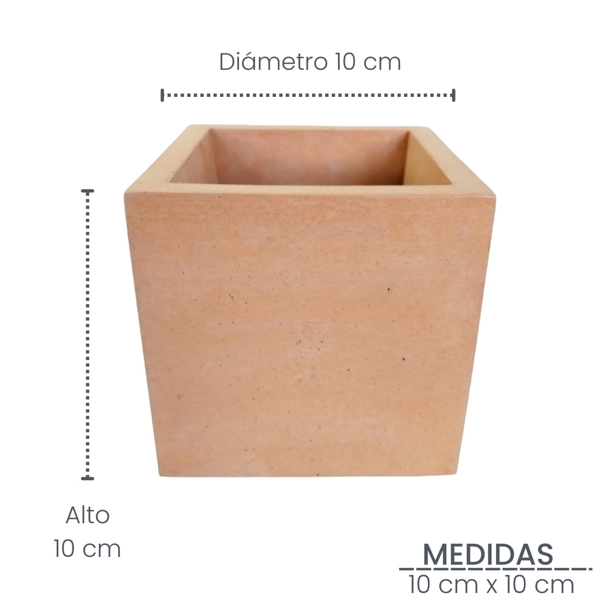 Matera de mesa Eloisa Petty Café 12x12cm de Cemento Cuadrado de 1.7 Litros - Jardineria | Bylmo