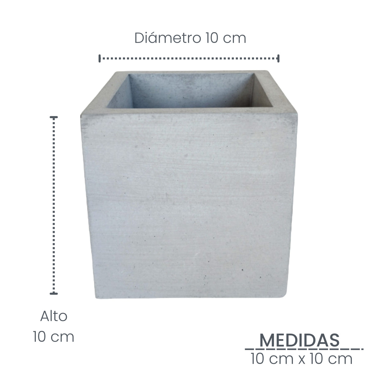 Matera de mesa Eloisa Petty Gris 12x12cm de Cemento Cuadrado de 1.7 Litros - Jardineria | Bylmo