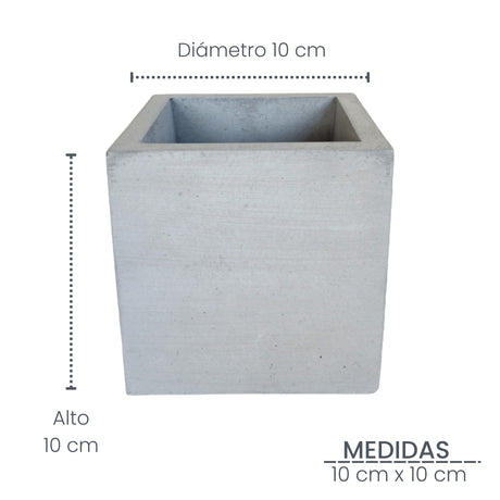 Matera de mesa Eloisa Petty Gris 12x12cm de Cemento Cuadrado de 1.7 Litros - Jardineria | Bylmo