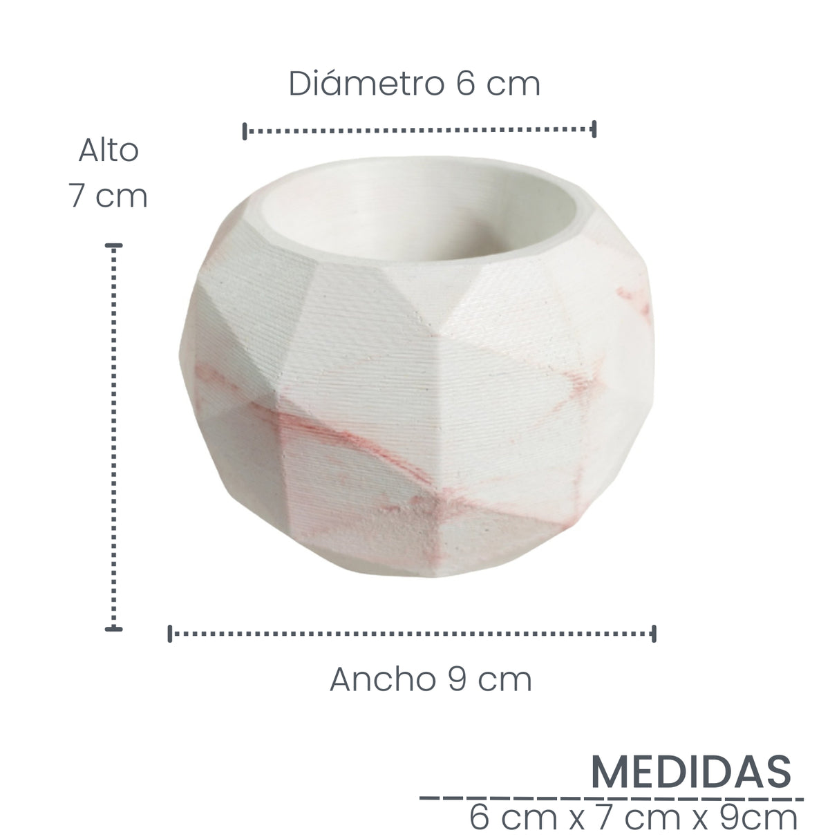 Matera de mesa Laia Mármol Rosa 7x8cm de Cemento Circular de 0.3 Litros - Jardineria | Bylmo