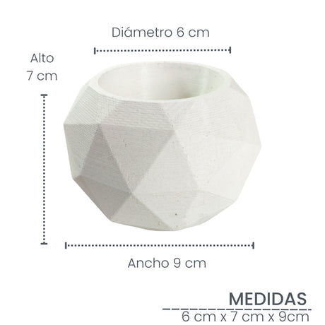 Matera de mesa Laia Blanco 7x8cm de Cemento Circular de 0.3 Litros - Jardineria | Bylmo