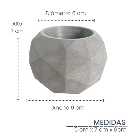 Matera de mesa Laia Gris 7x8cm de Cemento Circular de 0.3 Litros - Jardineria | Bylmo