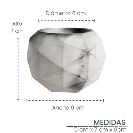 Matera de mesa Laia Mármol Negro 7x8cm de Cemento Circular de 0.3 Litros - Jardineria | Bylmo