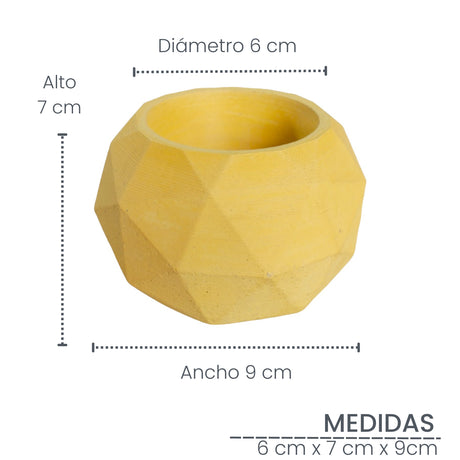Matera de mesa Laia Amarillo 7x8cm de Cemento Circular de 0.3 Litros - Jardineria | Bylmo