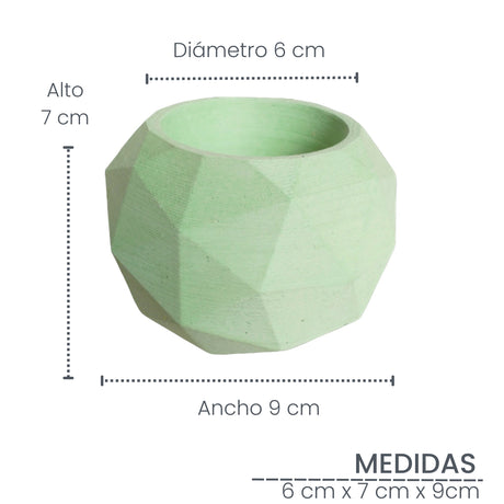 Matera de mesa Laia Verde Menta 7x8cm de Cemento Circular de 0.3 Litros - Jardineria | Bylmo