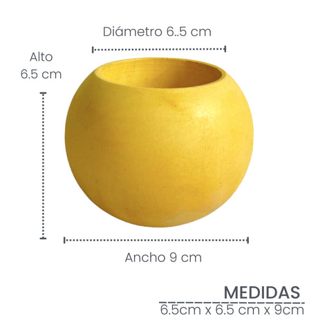 Matera de mesa Luna Amarillo 6x7cm de Cemento Circular de 0.2 Litros - Jardineria | Bylmo