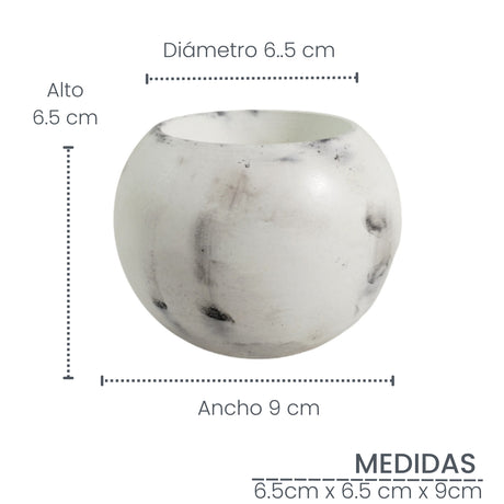 Matera de mesa Luna Mármol Negro 6x7cm de Cemento Circular de 0.2 Litros - Jardineria | Bylmo