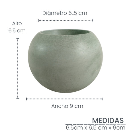 Matera de mesa Luna Verde Oliva 6x7cm de Cemento Circular de 0.2 Litros - Jardineria | Bylmo