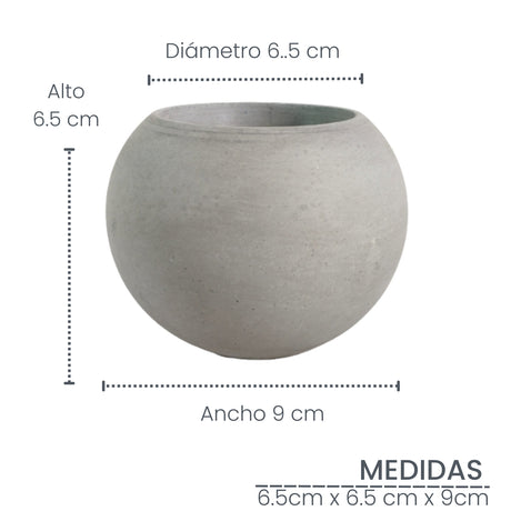 Matera de mesa Luna Gris 6x7cm de Cemento Circular de 0.2 Litros - Jardineria | Bylmo