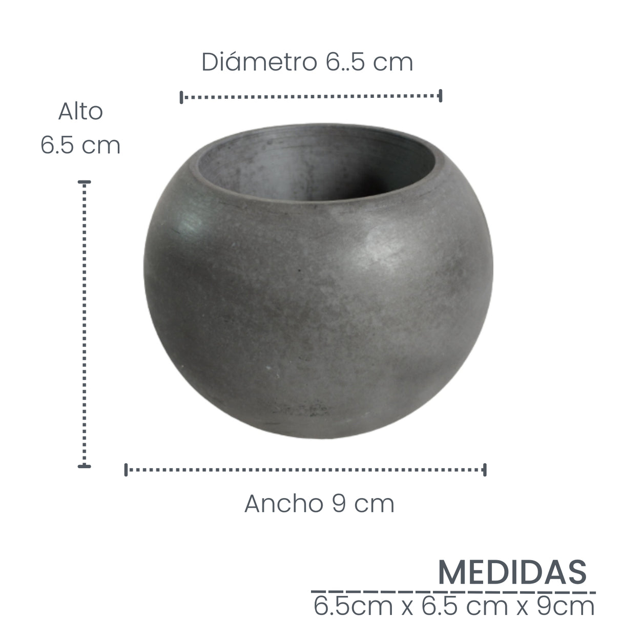 Matera de mesa Luna Gris Oscuro 6x7cm de Cemento Circular de 0.2 Litros - Jardineria | Bylmo