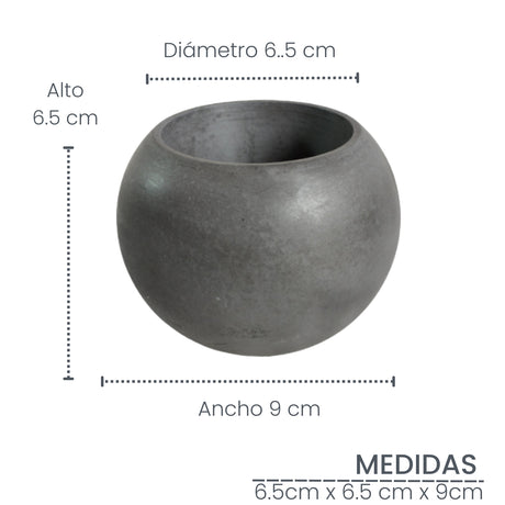 Matera de mesa Luna Gris Oscuro 6x7cm de Cemento Circular de 0.2 Litros - Jardineria | Bylmo