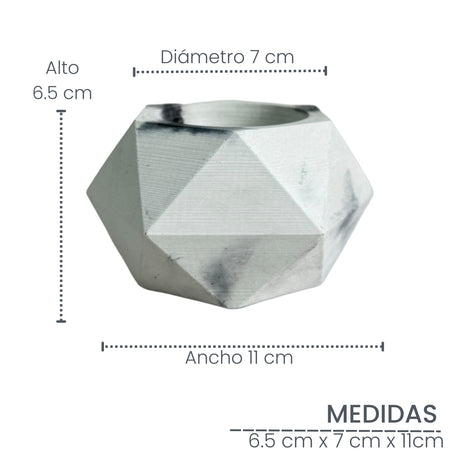 Matera de mesa Adara Petty Mármol Negro 7x7cm de Cemento Hexagonal de 0.2 Litros - Jardineria | Bylmo