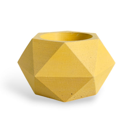 Matera de mesa Adara Petty Amarillo 7x7cm de Cemento Hexagonal de 0.2 Litros - Jardineria | Bylmo