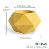 Matera de mesa Adara Petty Amarillo 7x7cm de Cemento Hexagonal de 0.2 Litros - Jardineria | Bylmo