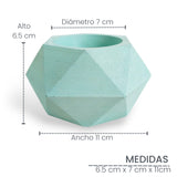 Matera de mesa Adara Petty Aguamarina 7x7cm de Cemento Hexagonal de 0.2 Litros - Jardineria | Bylmo