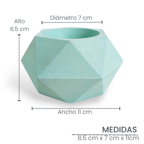 Matera de mesa Adara Petty Aguamarina 7x7cm de Cemento Hexagonal de 0.2 Litros - Jardineria | Bylmo