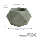 Matera de mesa Adara Petty Verde Oliva 7x7cm de Cemento Hexagonal de 0.2 Litros - Jardineria | Bylmo