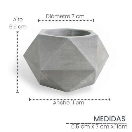 Matera de mesa Adara Petty Gris 7x7cm de Cemento Hexagonal de 0.2 Litros - Jardineria | Bylmo