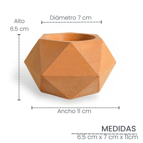 Matera de mesa Adara Petty Terracota 7x7cm de Cemento Hexagonal de 0.2 Litros - Jardineria | Bylmo
