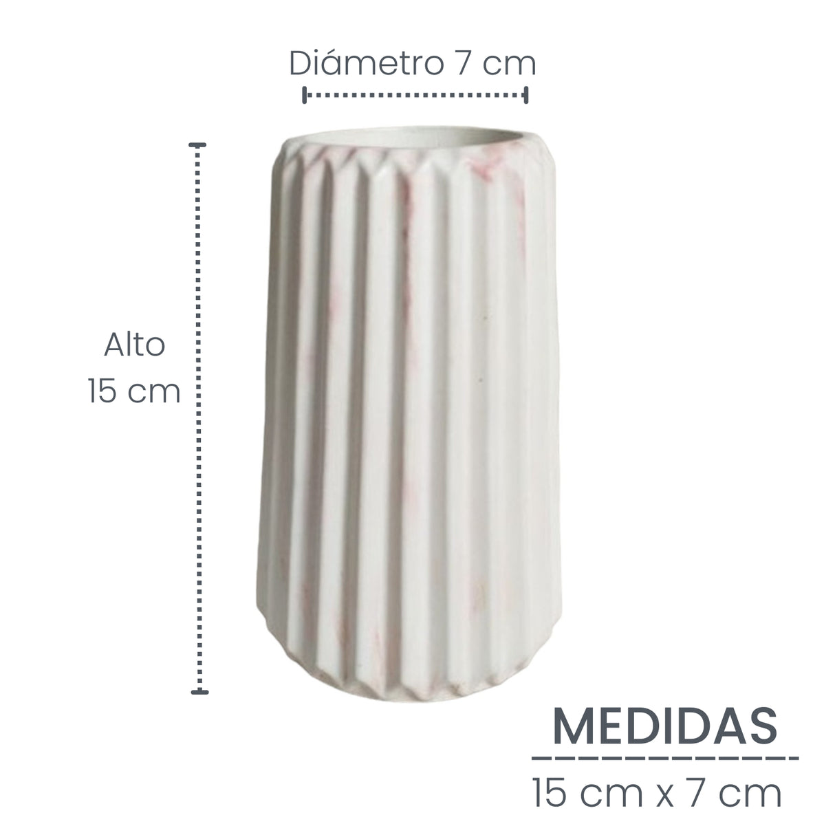 Florero Adamaris Mármol Rosa 7x15cm de 0.37 Litros con Acabado Mate - Jardineria | Bylmo