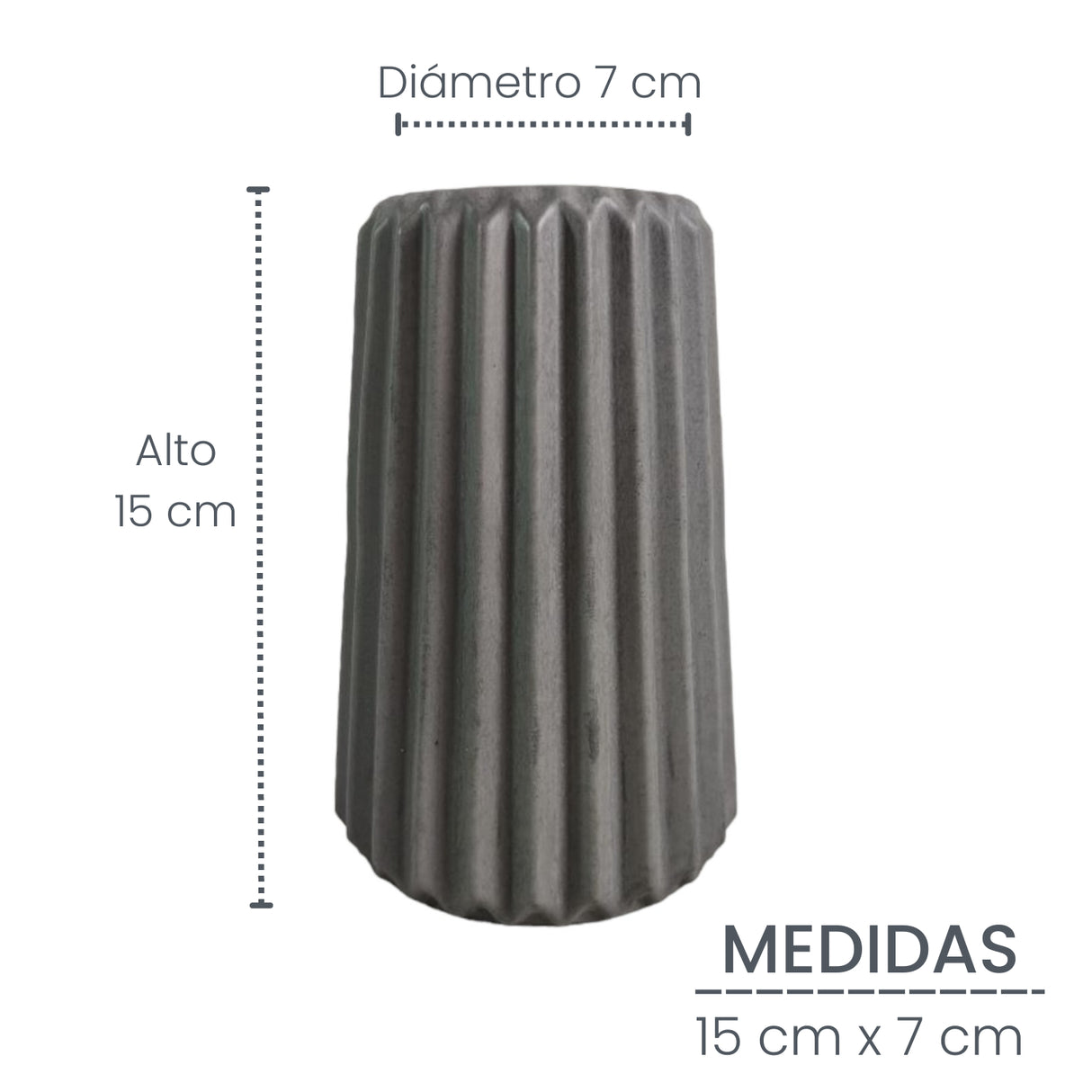 Florero Adamaris Gris Oscuro 7x15cm de 0.37 Litros con Acabado Mate - Jardineria | Bylmo