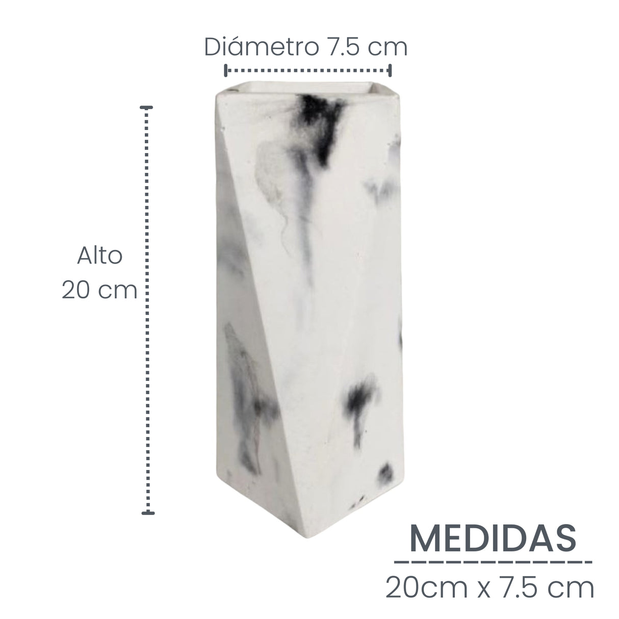 Florero Alice Mármol Negro 7x20cm de 0.37 Litros con Acabado Mate - Jardineria | Bylmo