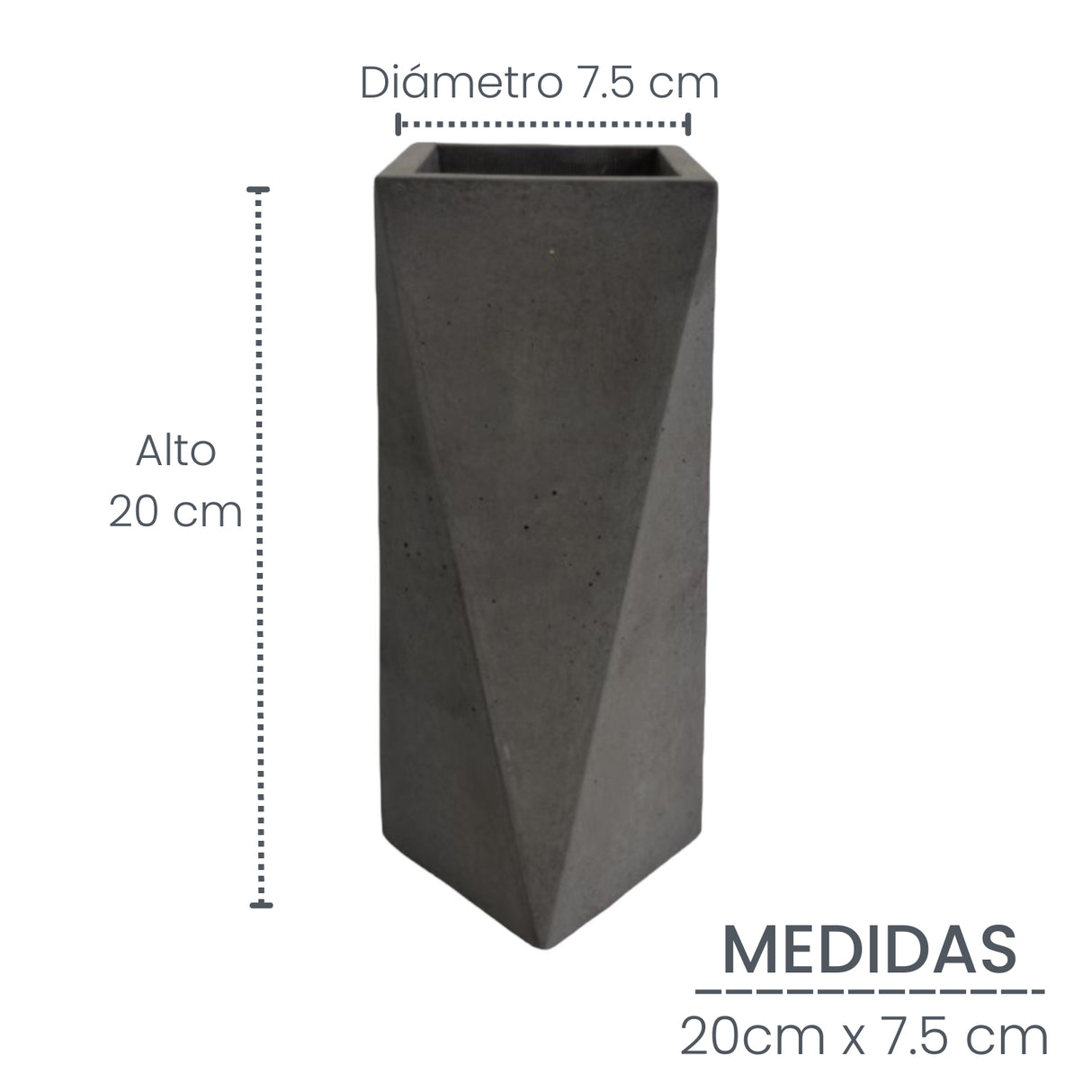 Florero Alice Gris Oscuro 7x20cm de 0.37 Litros con Acabado Mate - Jardineria | Bylmo