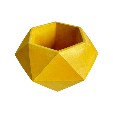 Matera de mesa Adara Amarillo 18x11cm de Cemento Hexagonal de 2.3 Litros - Jardineria | Bylmo