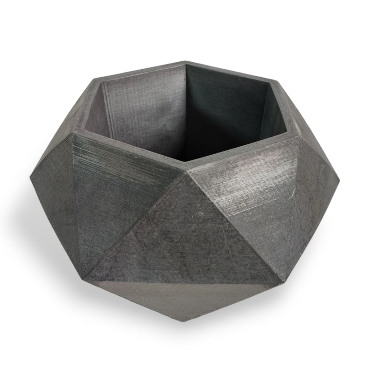 Matera de mesa Adara Gris Oscuro 18x11cm de Cemento Hexagonal de 2.3 Litros - Jardineria | Bylmo