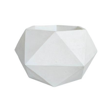 Matera de mesa Adara Blanco 18x11cm de Cemento Hexagonal de 2.3 Litros - Jardineria | Bylmo